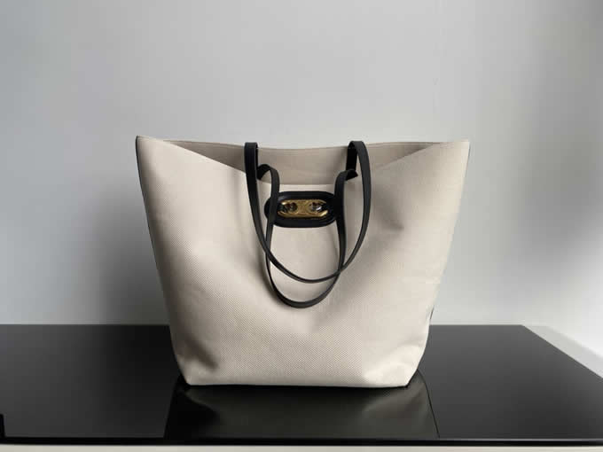 Knock Off New Celine White Maillon Cabas Tote Autumn And Winter Canvas Shopping Bag